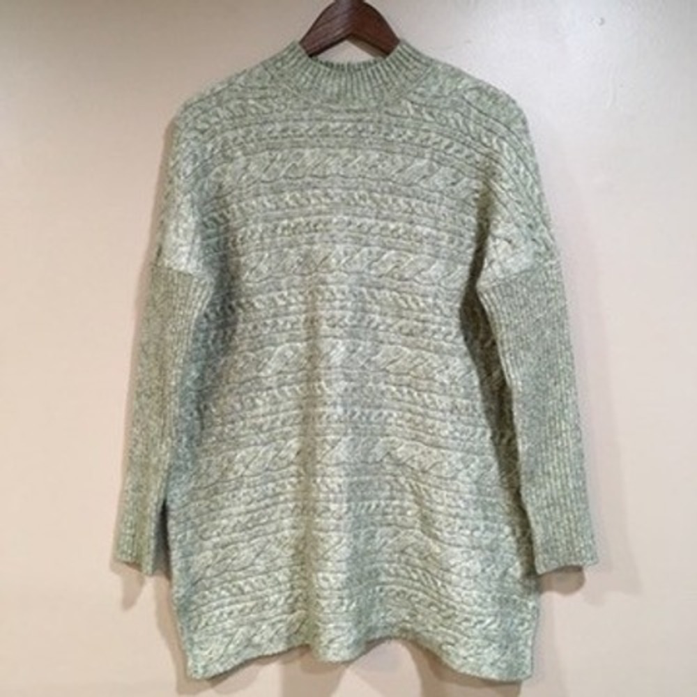 Soft‎ Surroundings Oversized Cable Knit Sweater Womens XS Green Speckled Lagom